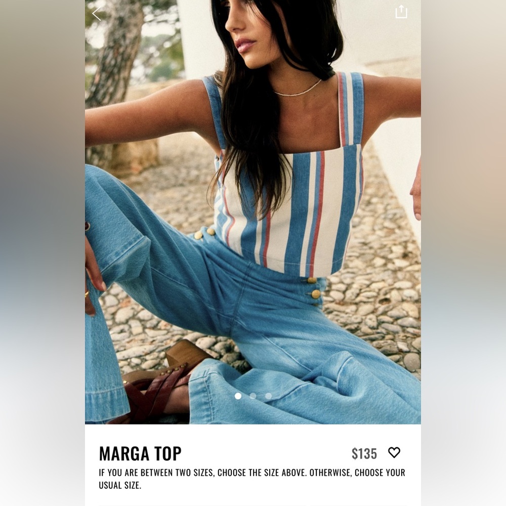 Sezane Marga Top strip Size 6 NWT